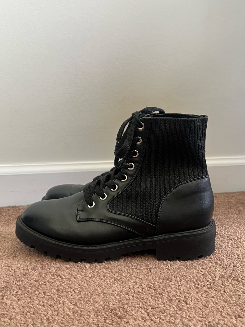 Black Lace-Up Women’s Ankle Boots - Sleek Combat Style